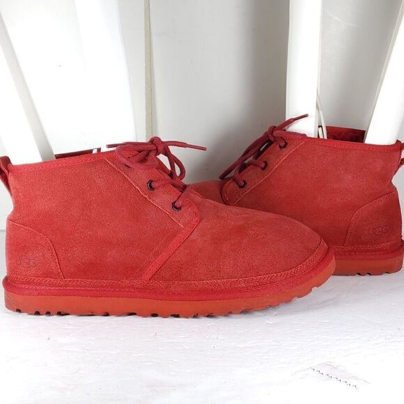 UGG Men's Neumel US 10 Red Suede Sheepskin Lined Ankle Chukka Boots Shoes - Picture 11 of 15